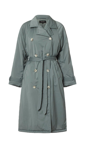 MEOTINE trenchcoat i grå med bælte og dobbeltknaplukning, perfekt til stilfulde dage.