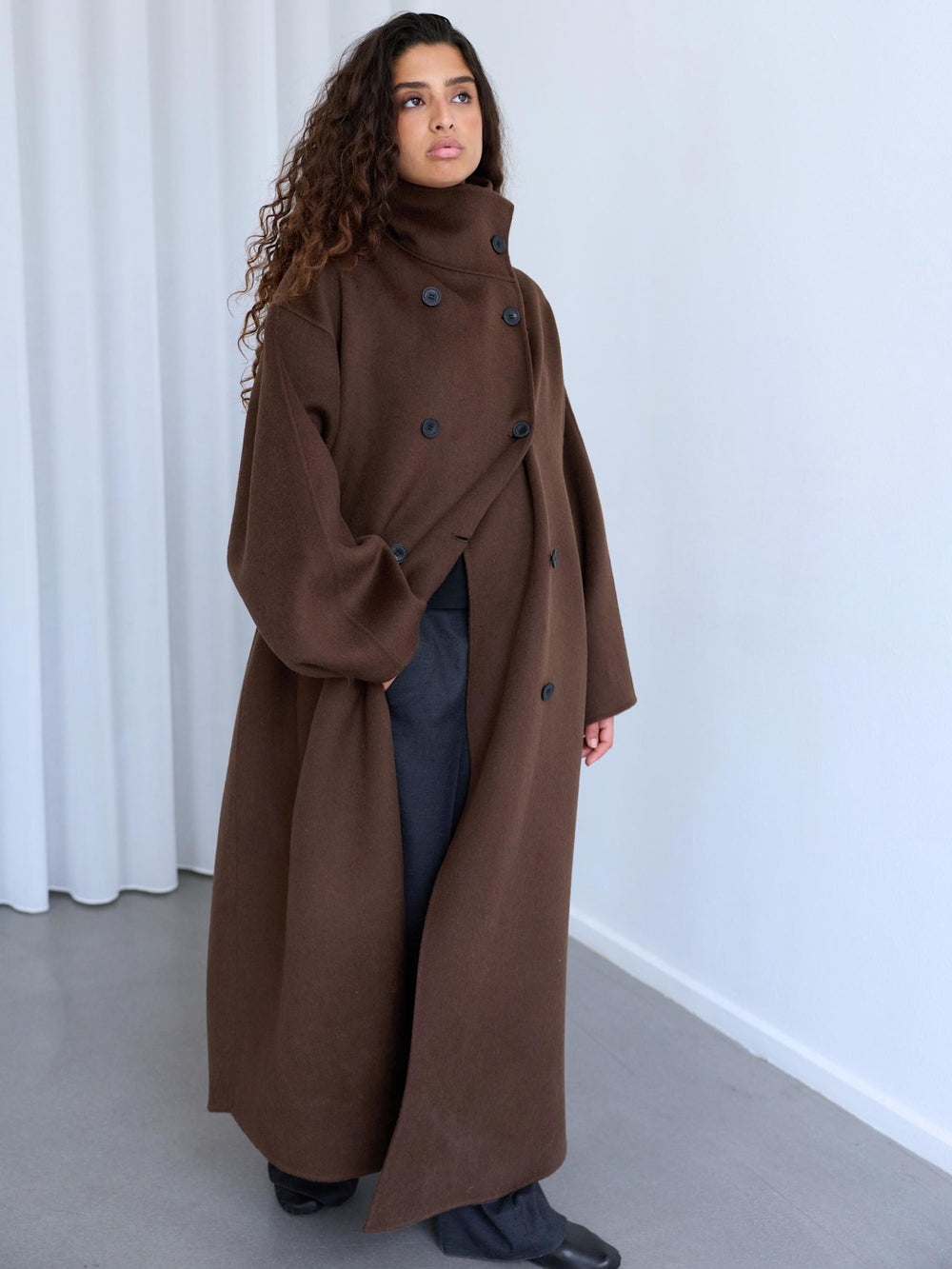 SOLAN WOOL COAT - BROWN