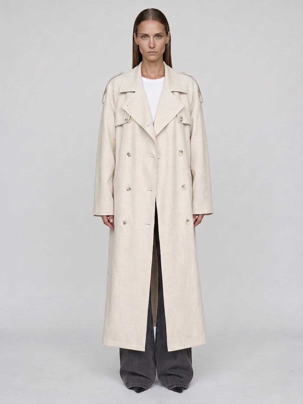 KIRA LINEN COAT - CREME