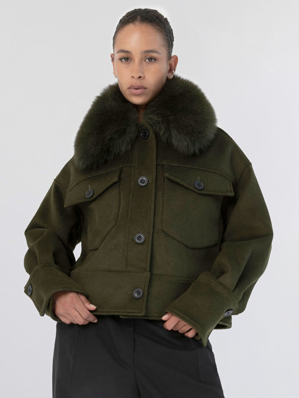 CHARLIE WOOL JACKET - DARK GREEN