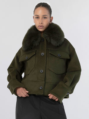 CHARLIE WOOL JACKET - DARK GREEN