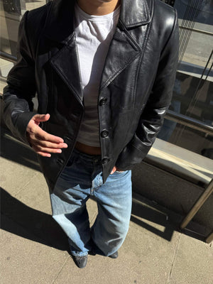 DREW LEATHER JACKET - BLACK