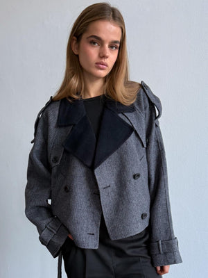 JOHN JACKET CHECKED - GREY