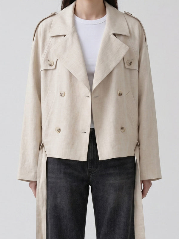 KIRA LINEN JACKET - CREME