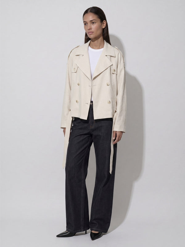 KIRA LINEN JACKET - CREME