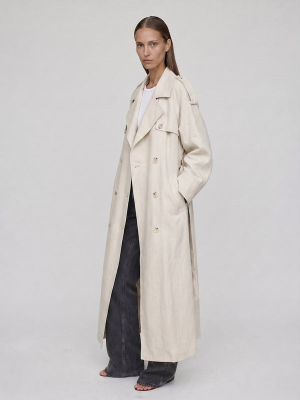 KIRA LINEN COAT - CREME