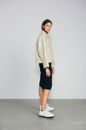 AMY JACKET VEGAN LEATHER - LIGHT GREY