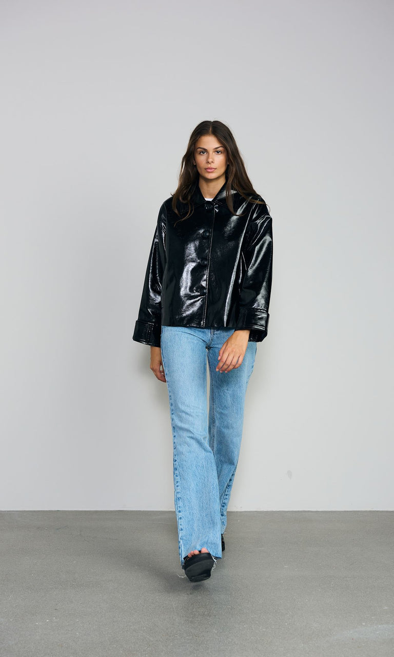 AMY JACKET VEGAN LEATHER - BLACK