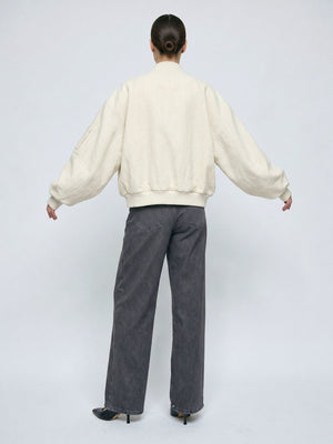 KIAN LINEN BOMBER - CREME