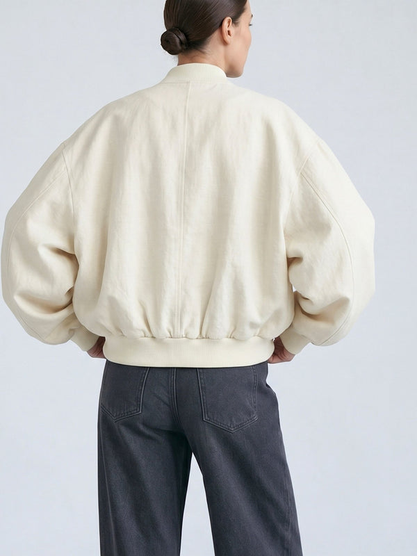 KIAN LINEN BOMBER - CREME