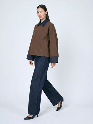 JOEL CANVAS JACKET - BROWN/NAVY