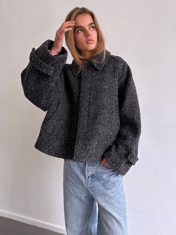 GIA BOUCLE JACKET - BLACK GREY