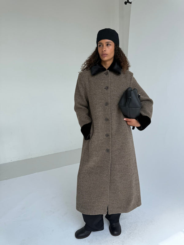 EDEN COAT - BROWN/BLACK
