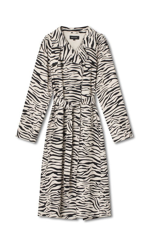 KIRA LINEN COAT -  ZEBRA