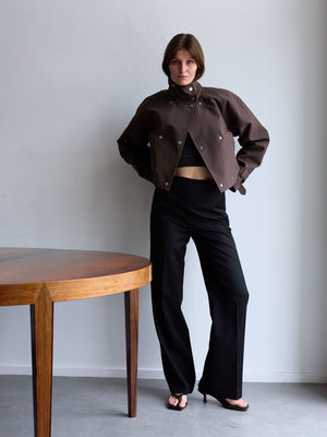 SKYLER CROPPED JACKET - BROWN