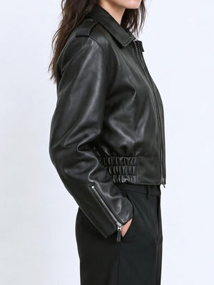 CLEO LEATHER JACKET - BLACK