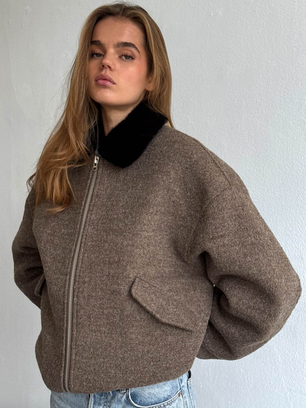 AVERY BOBMER JACKET - BROWN/BLACK