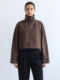 SKYLER CROPPED JACKET - BROWN