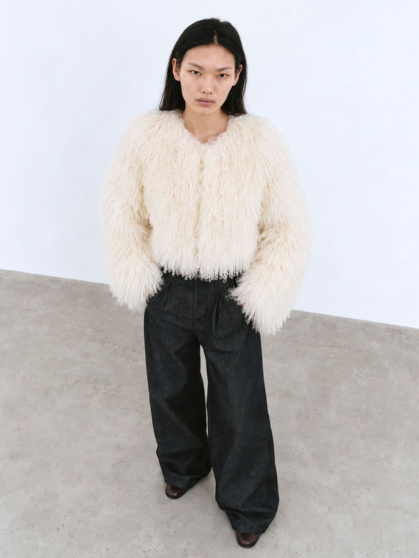 CARLY CROPPED JACKET - CREME