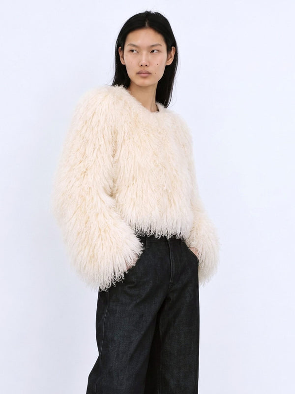 CARLY CROPPED JACKET - CREME
