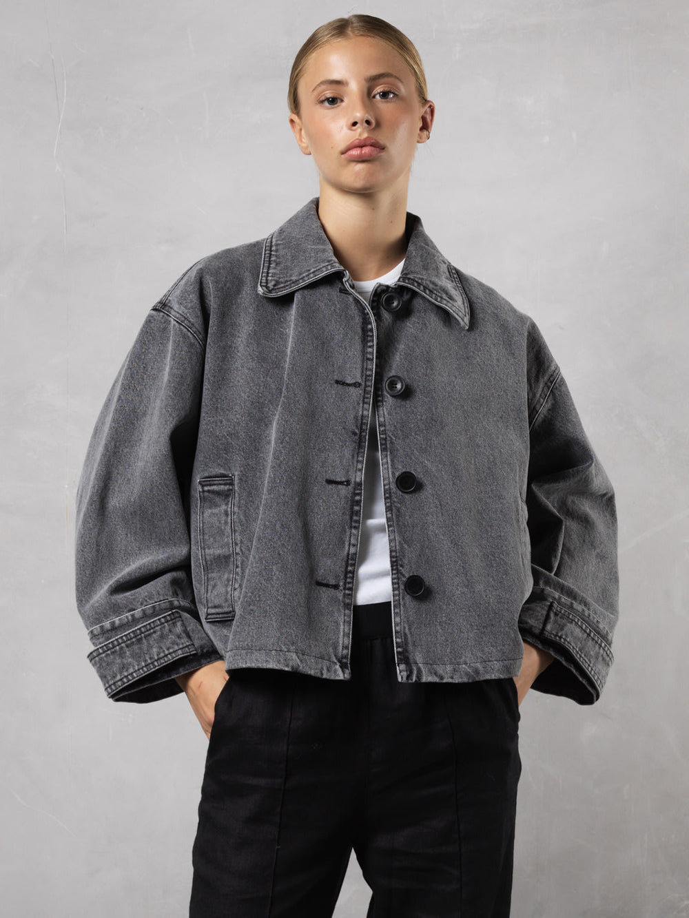 AMY DENIM JACKET - WASHED BLACK