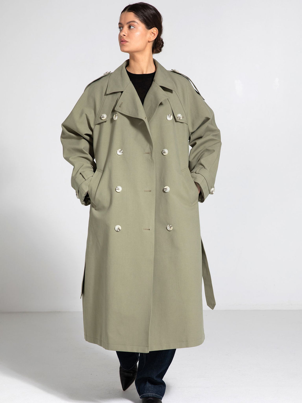 BOBBY CANVAS COAT - DUSTY GREEN