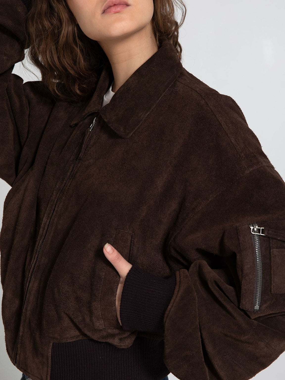 BONNIE SUEDE BOMBER - BROWN