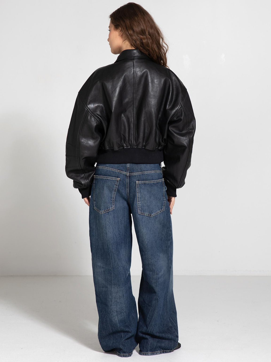 BONNIE LEATHER BOMBER - BLACK