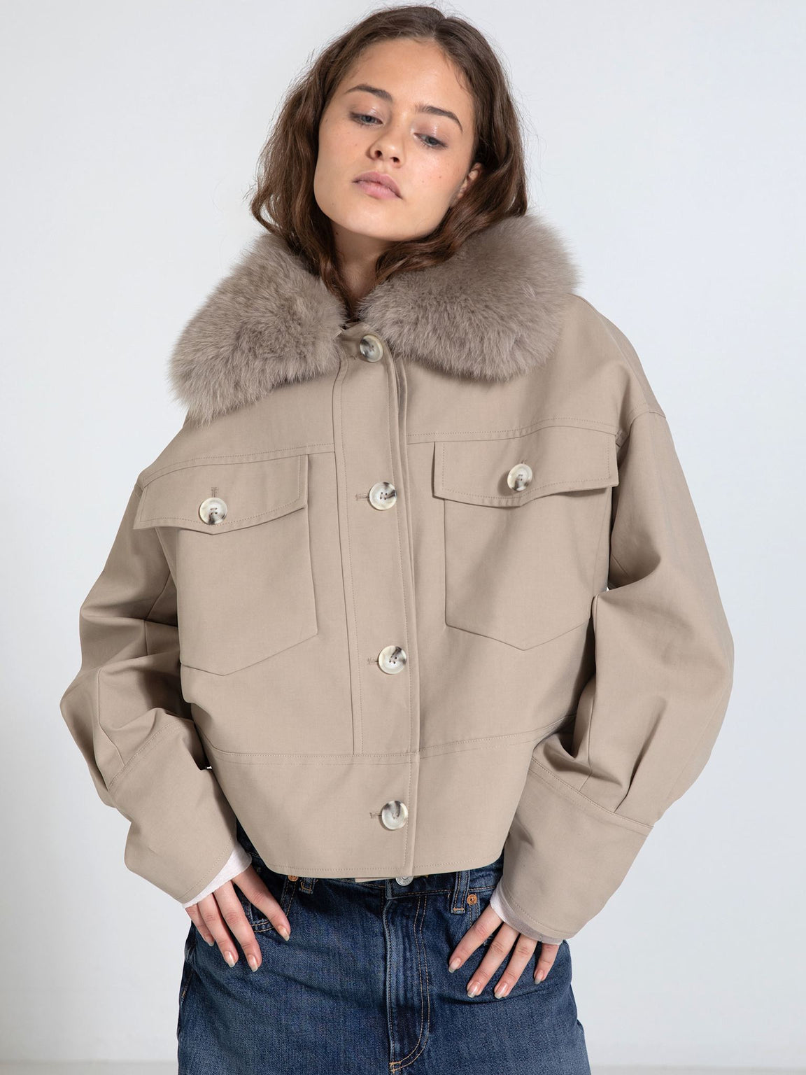 CHARLIE CANVAS JACKET - BEIGE