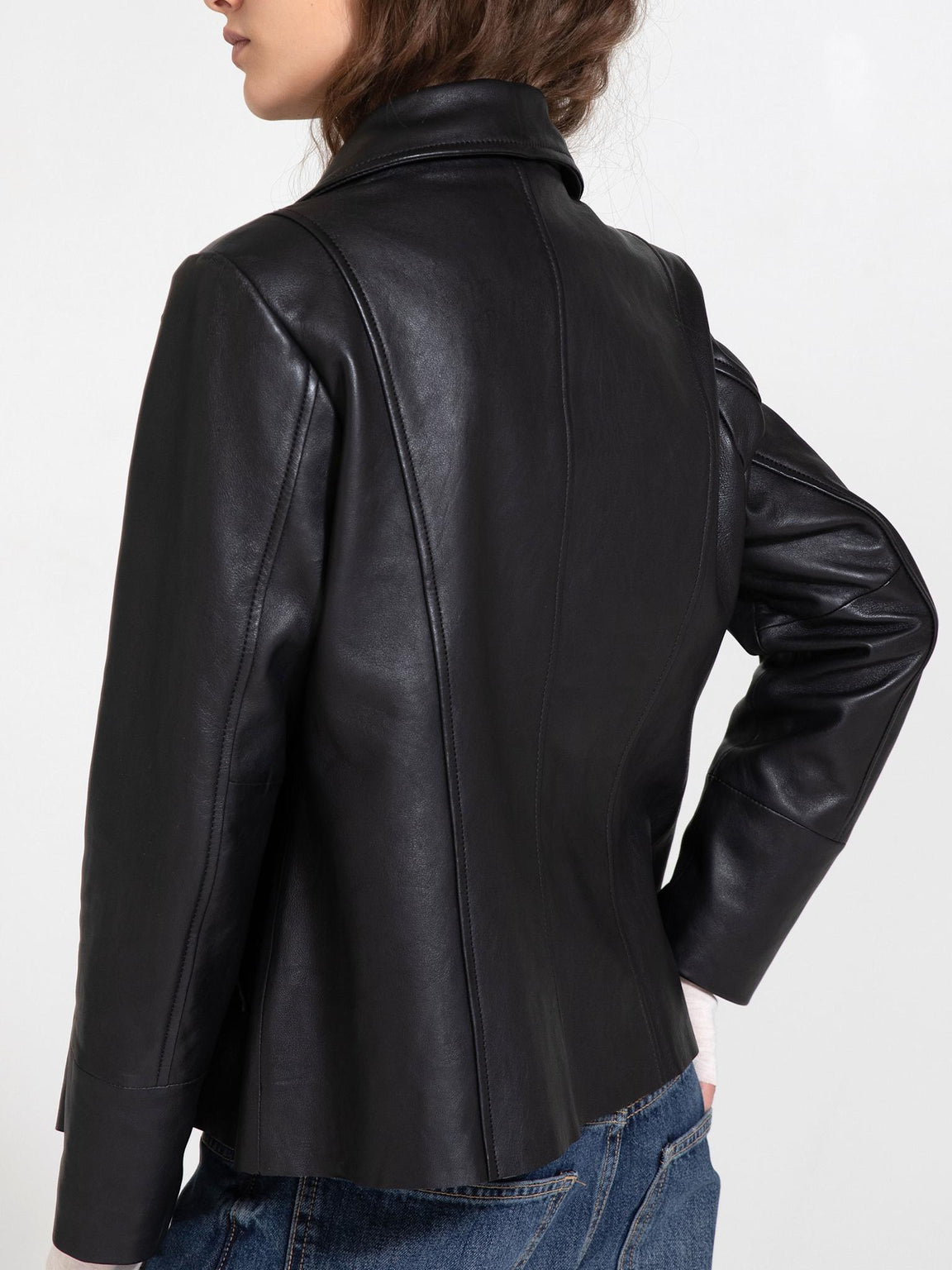 DREW LEATHER JACKET - BLACK