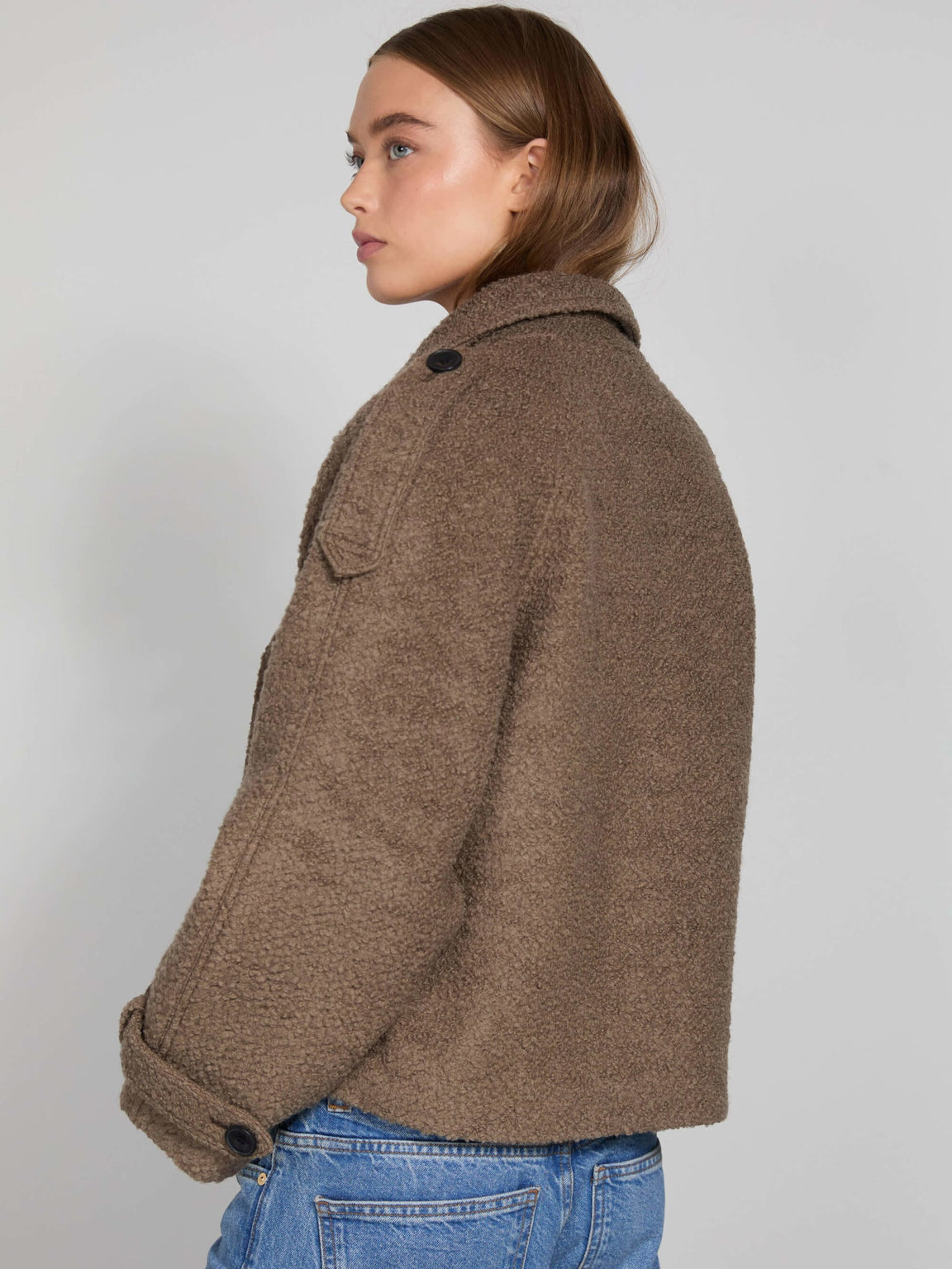 HANNI BOUCLE JACKET - GREY/BROWN