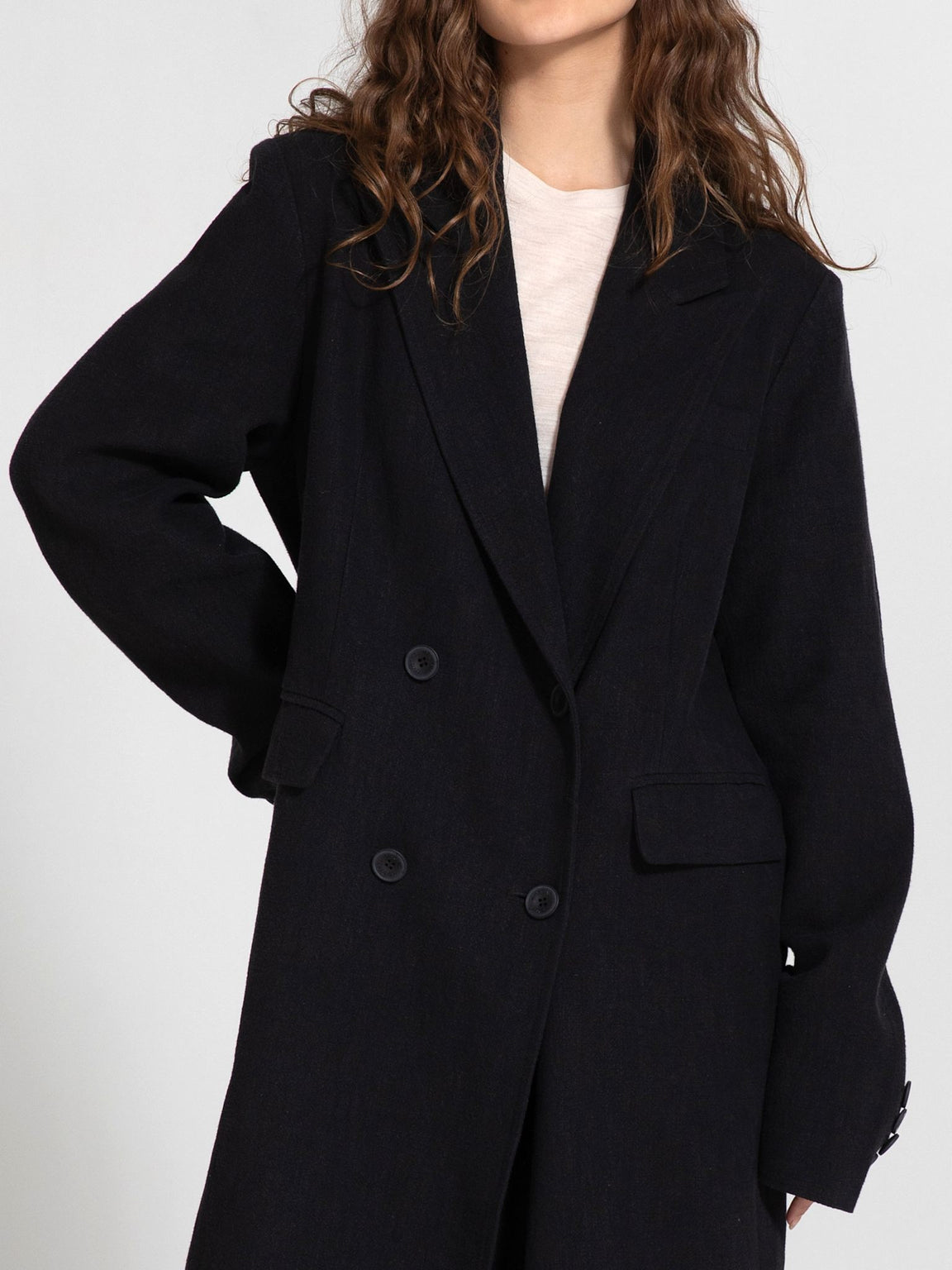 HARVEY LINEN COAT - BLACK