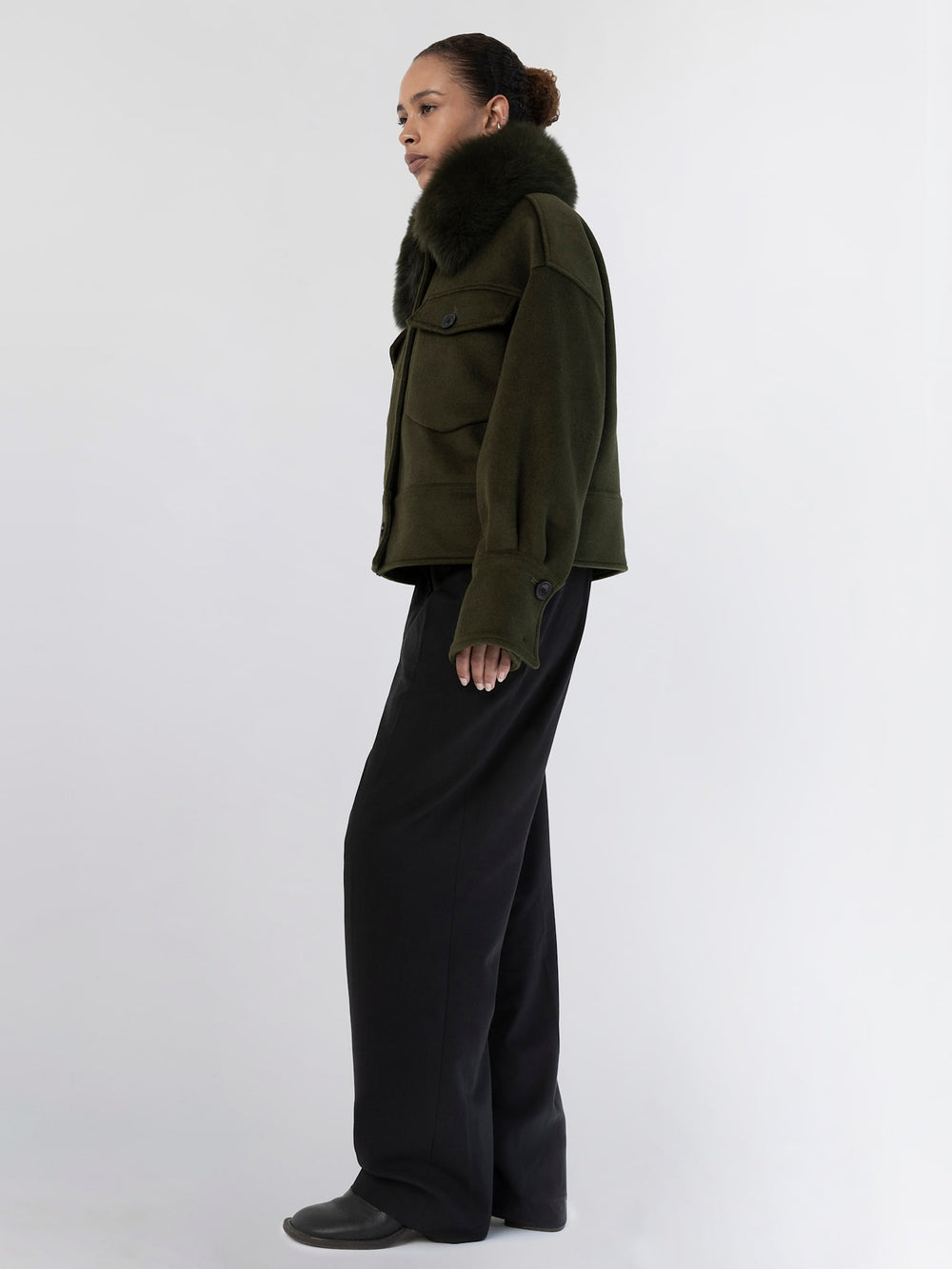 CHARLIE WOOL JACKET - DARK GREEN