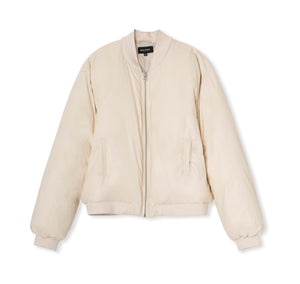 Lys beige bomberjakke fra MEOTINE med lynlås og ribkant, perfekt til en afslappet og stilfuld look.