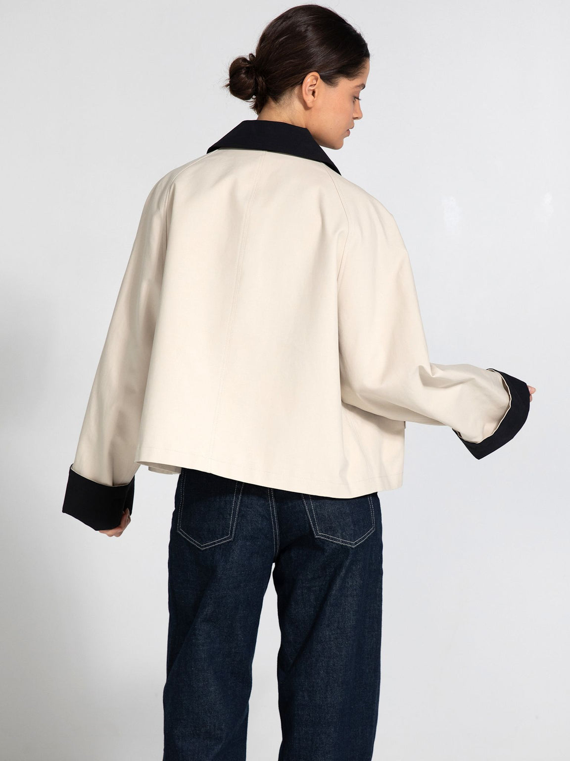 JOEL CANVAS JACKET - CREME/BLACK