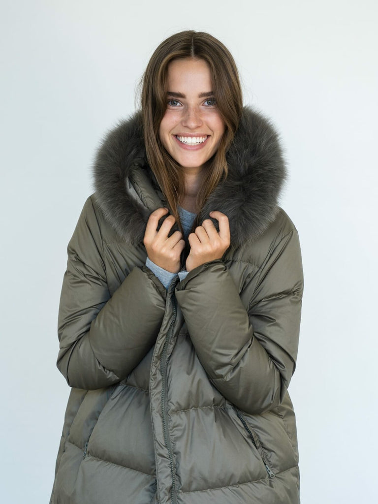 ALVA DOWN COAT - OLIVE GREEN