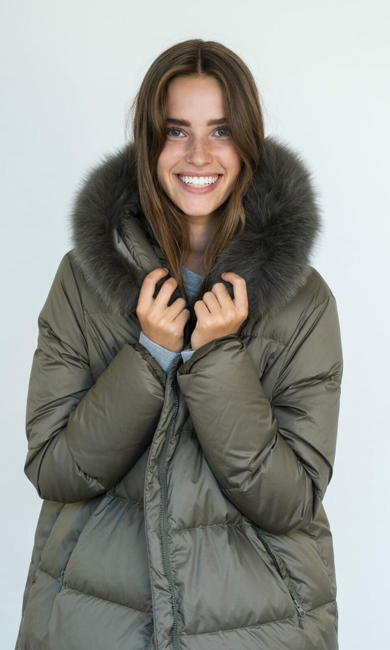 ALVA DOWN COAT - OLIVE GREEN
