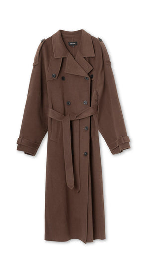 JOHN TRENCHCOAT - WOOL - GREY BROWN