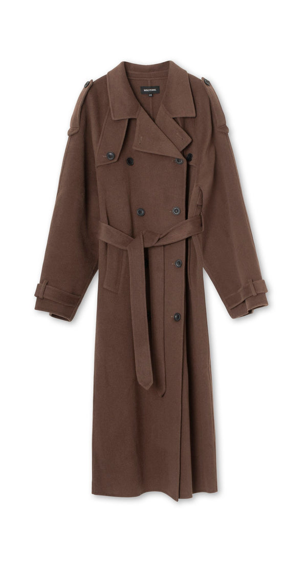 JOHN TRENCHCOAT - WOOL - GREY BROWN