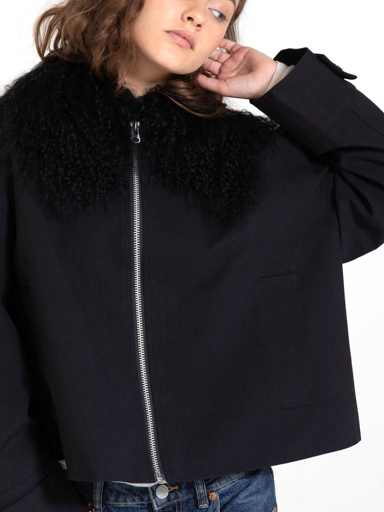 NICO JACKET MONGOLIAN FUR - BLACK