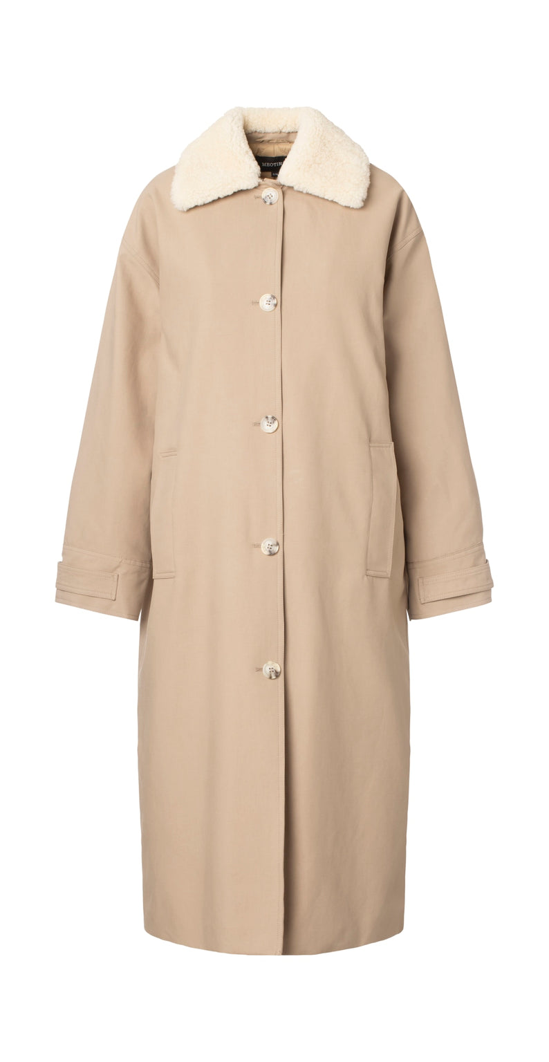 RITA PADDED CANVAS COAT - BEIGE