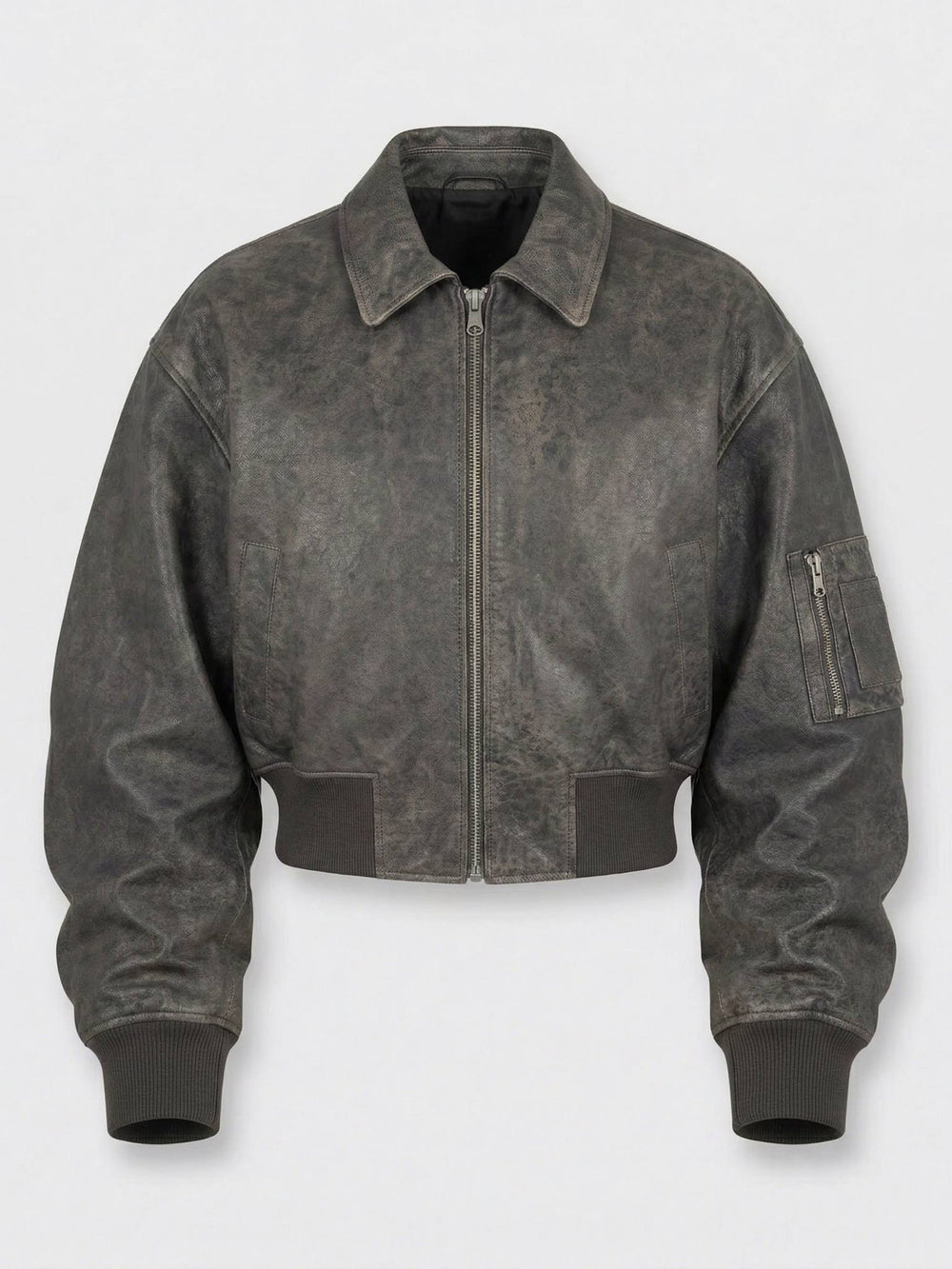 BONNIE CROPPED BOMBER - BROWN