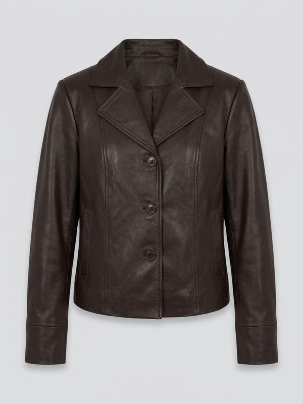DREW LEATHER JACKET - BROWN