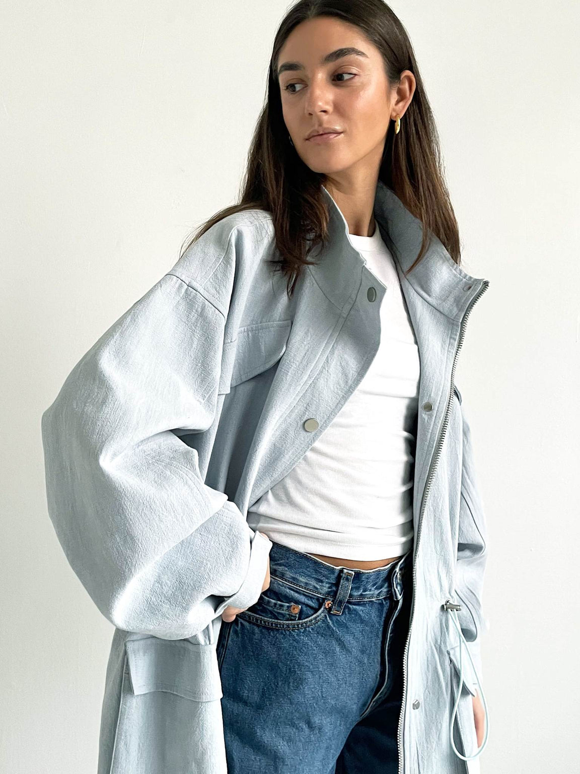 TRACY LINEN JACKET - LIGHT BLUE