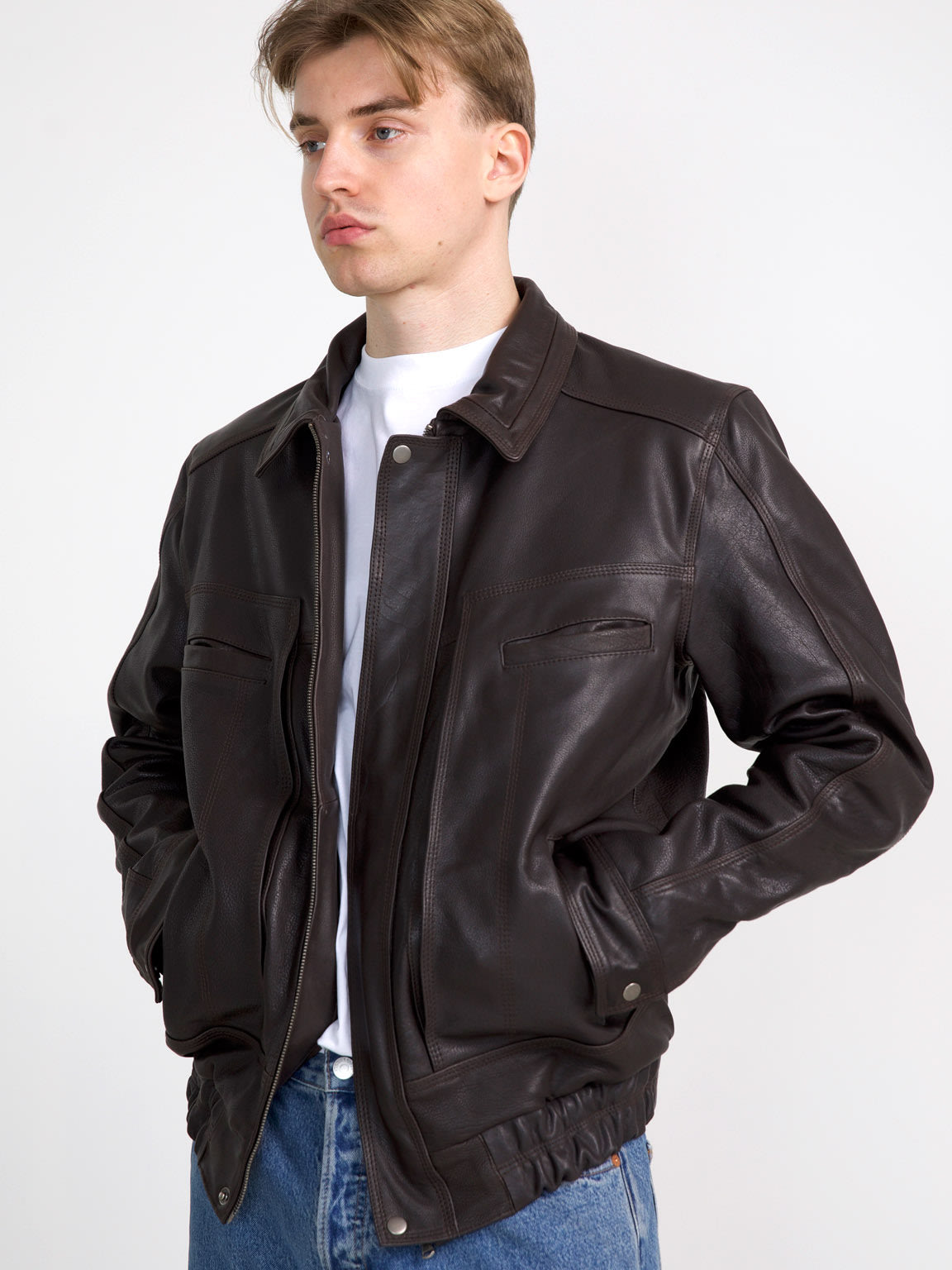 ZOLA LEATHER BOMBER - BROWN