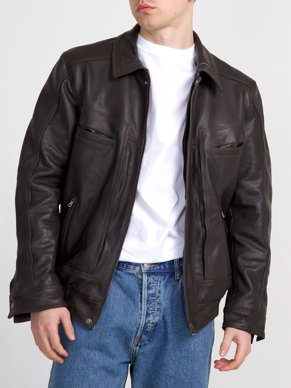 ZOLA LEATHER BOMBER - BROWN