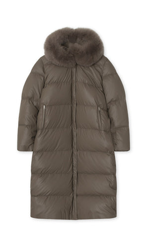 ALVA PUFFER COAT - GREY/BROWN