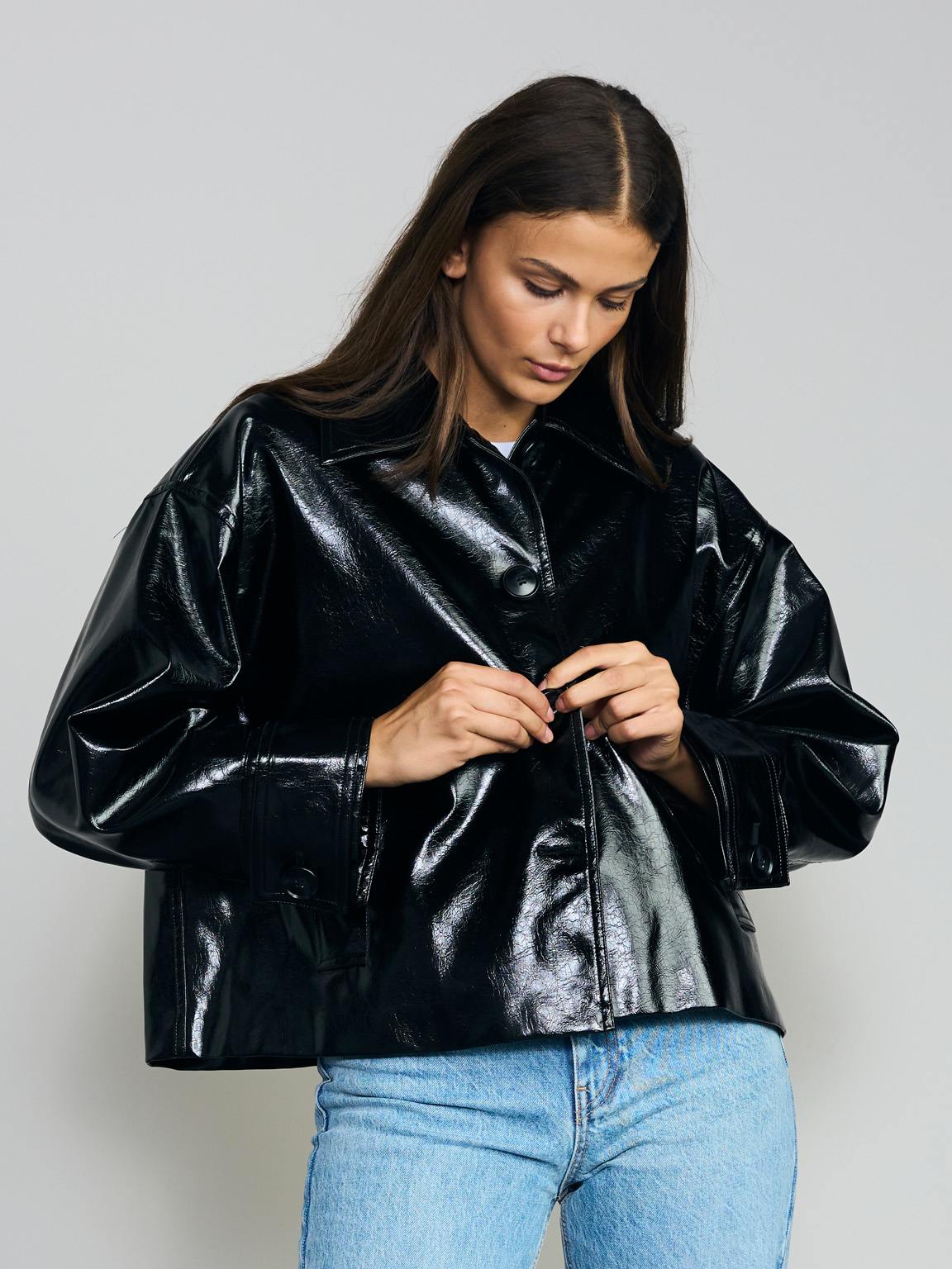 AMY JACKET VEGAN LEATHER - BLACK