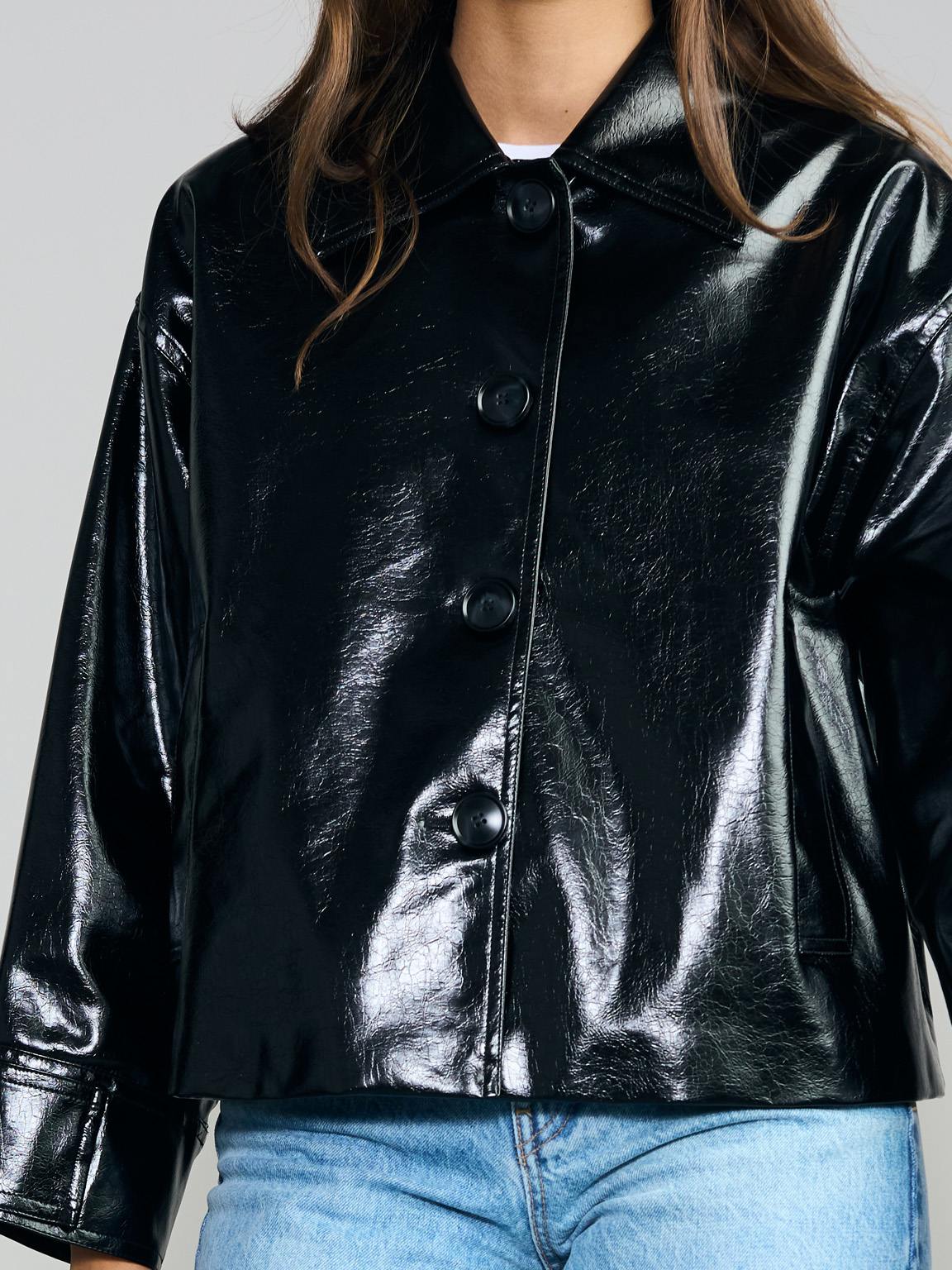 AMY JACKET VEGAN LEATHER - BLACK