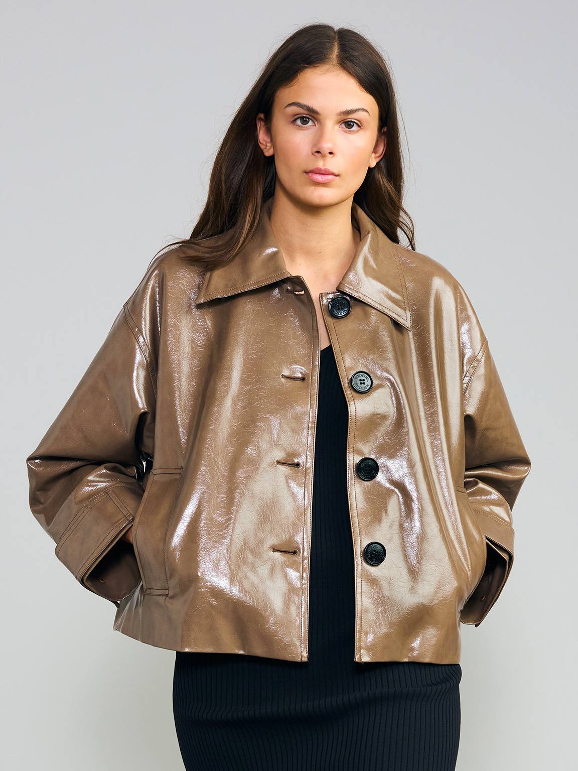 AMY VEGAN JACKET - MOCCA BROWN